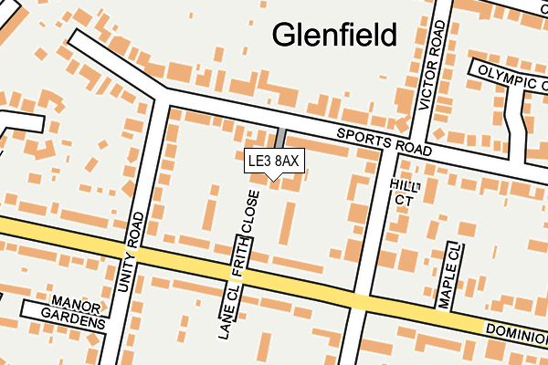 LE3 8AX map - OS OpenMap – Local (Ordnance Survey)