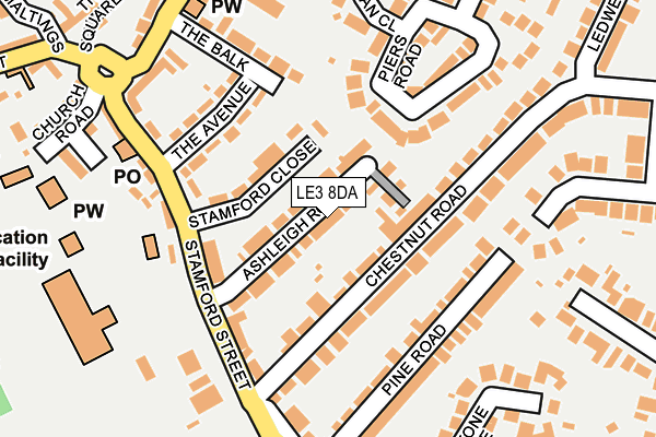 LE3 8DA map - OS OpenMap – Local (Ordnance Survey)