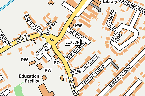 LE3 8DN map - OS OpenMap – Local (Ordnance Survey)