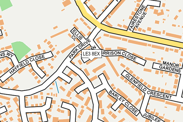 LE3 8EX map - OS OpenMap – Local (Ordnance Survey)