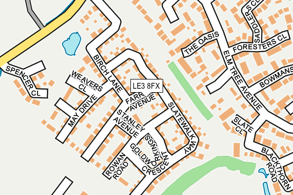 LE3 8FX map - OS OpenMap – Local (Ordnance Survey)