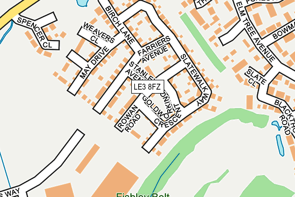 LE3 8FZ map - OS OpenMap – Local (Ordnance Survey)