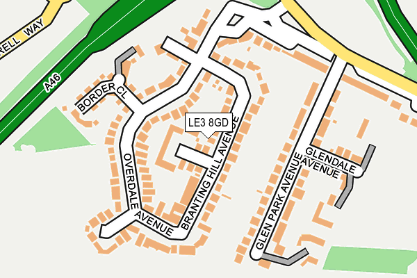 LE3 8GD map - OS OpenMap – Local (Ordnance Survey)