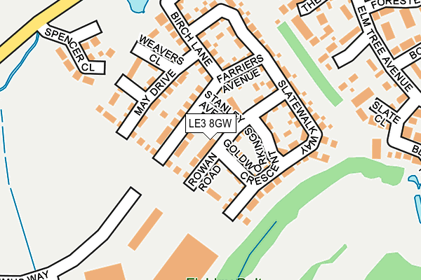 LE3 8GW map - OS OpenMap – Local (Ordnance Survey)