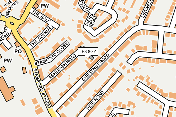 LE3 8GZ map - OS OpenMap – Local (Ordnance Survey)