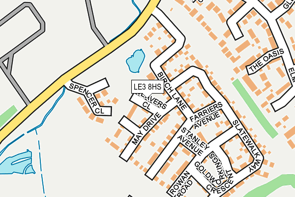 LE3 8HS map - OS OpenMap – Local (Ordnance Survey)