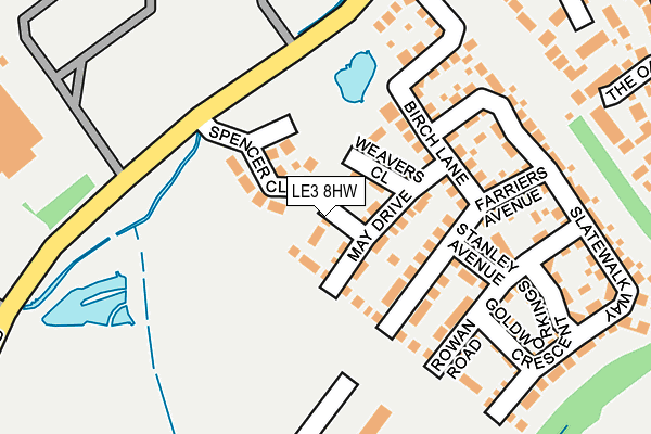 LE3 8HW map - OS OpenMap – Local (Ordnance Survey)
