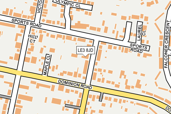 LE3 8JD map - OS OpenMap – Local (Ordnance Survey)