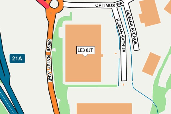 LE3 8JT map - OS OpenMap – Local (Ordnance Survey)