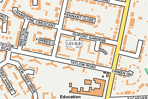 LE3 8LB map - OS OpenMap – Local (Ordnance Survey)