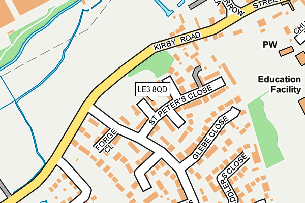 LE3 8QD map - OS OpenMap – Local (Ordnance Survey)