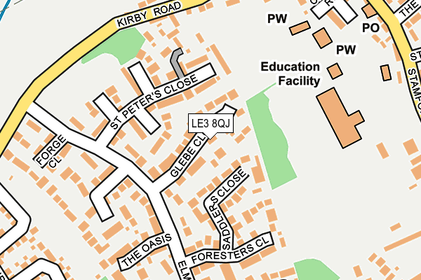 LE3 8QJ map - OS OpenMap – Local (Ordnance Survey)