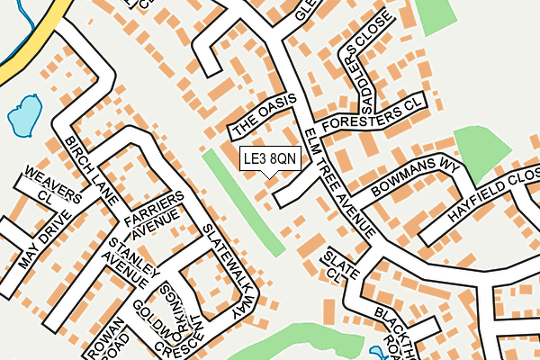LE3 8QN map - OS OpenMap – Local (Ordnance Survey)