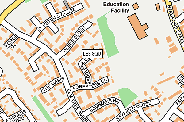 LE3 8QU map - OS OpenMap – Local (Ordnance Survey)