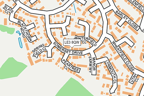 LE3 8QW map - OS OpenMap – Local (Ordnance Survey)