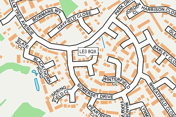 LE3 8QX map - OS OpenMap – Local (Ordnance Survey)