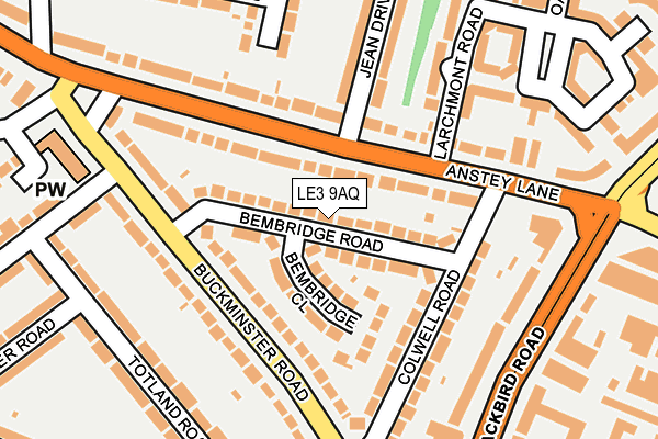LE3 9AQ map - OS OpenMap – Local (Ordnance Survey)
