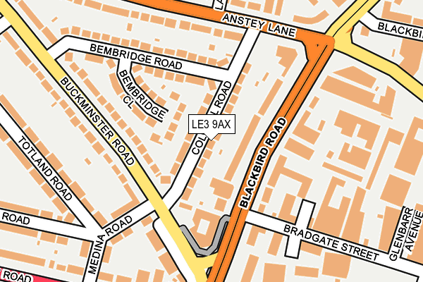 LE3 9AX map - OS OpenMap – Local (Ordnance Survey)