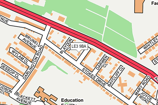 LE3 9BA map - OS OpenMap – Local (Ordnance Survey)