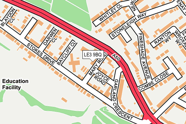 LE3 9BQ map - OS OpenMap – Local (Ordnance Survey)