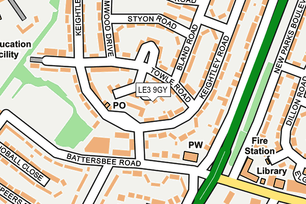 LE3 9GY map - OS OpenMap – Local (Ordnance Survey)