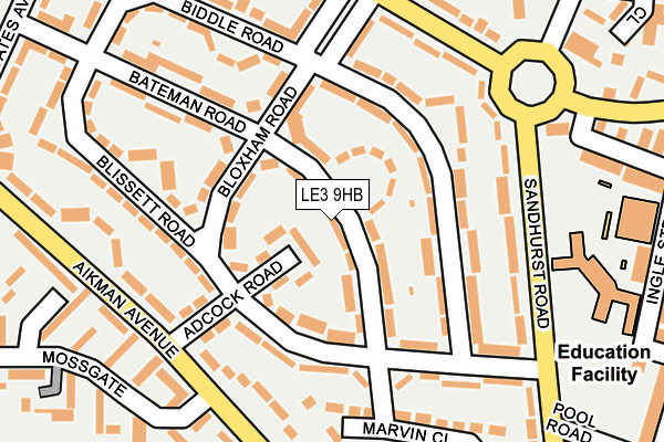 LE3 9HB map - OS OpenMap – Local (Ordnance Survey)