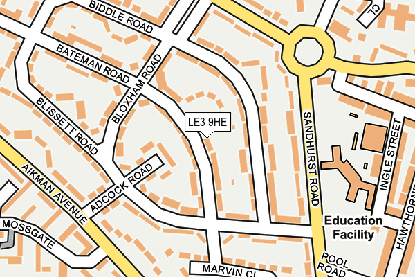 LE3 9HE map - OS OpenMap – Local (Ordnance Survey)
