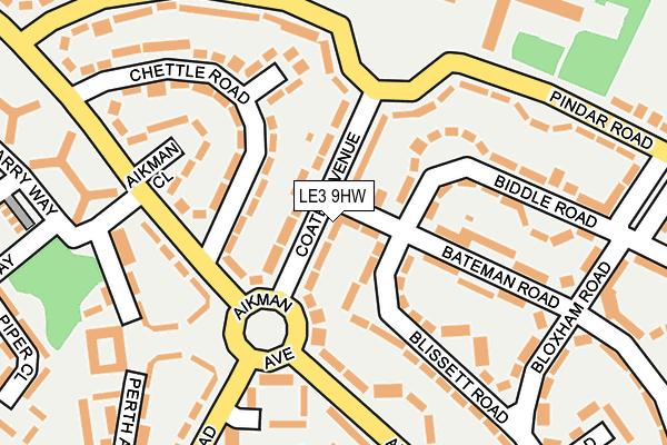 LE3 9HW map - OS OpenMap – Local (Ordnance Survey)