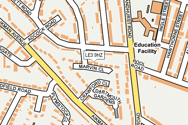 LE3 9HZ map - OS OpenMap – Local (Ordnance Survey)