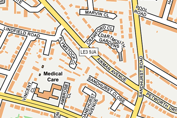 LE3 9JA map - OS OpenMap – Local (Ordnance Survey)
