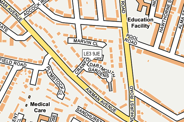 LE3 9JE map - OS OpenMap – Local (Ordnance Survey)