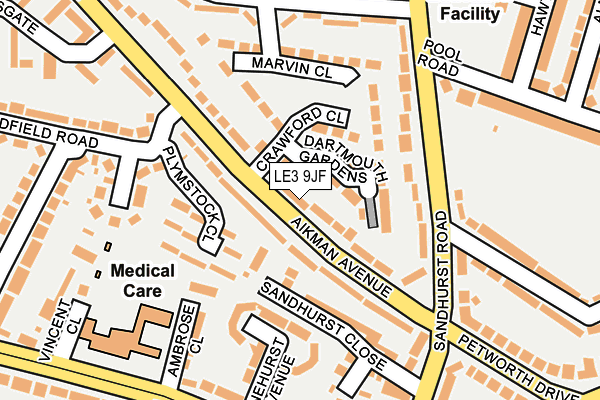 LE3 9JF map - OS OpenMap – Local (Ordnance Survey)