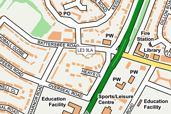 LE3 9LA map - OS OpenMap – Local (Ordnance Survey)