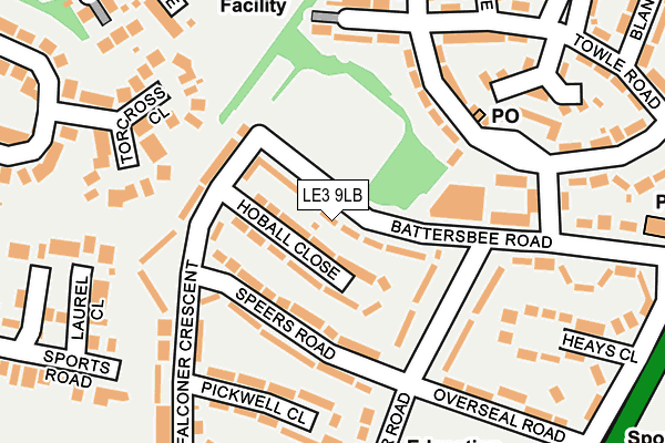 LE3 9LB map - OS OpenMap – Local (Ordnance Survey)