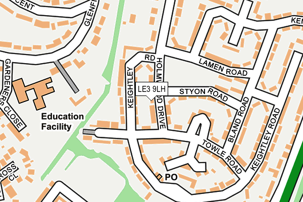 LE3 9LH map - OS OpenMap – Local (Ordnance Survey)