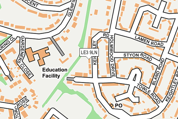 LE3 9LN map - OS OpenMap – Local (Ordnance Survey)