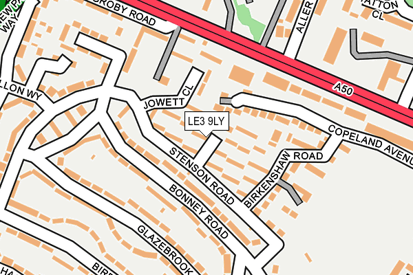 LE3 9LY map - OS OpenMap – Local (Ordnance Survey)