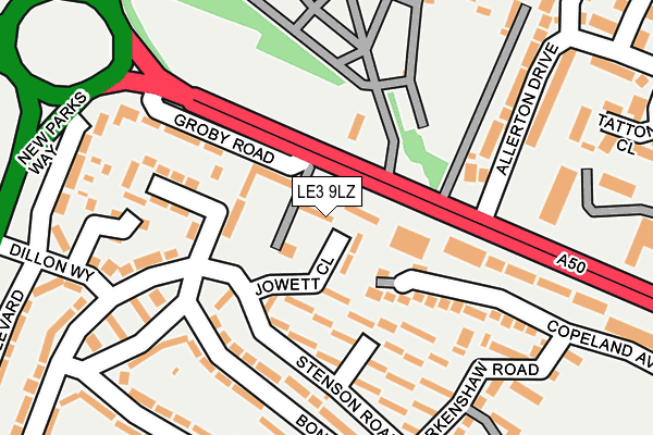 LE3 9LZ map - OS OpenMap – Local (Ordnance Survey)