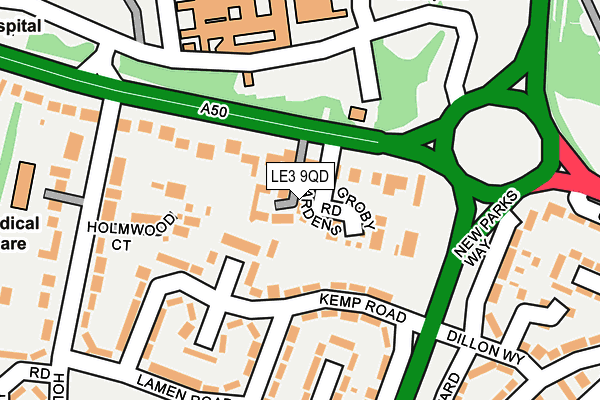 LE3 9QD map - OS OpenMap – Local (Ordnance Survey)