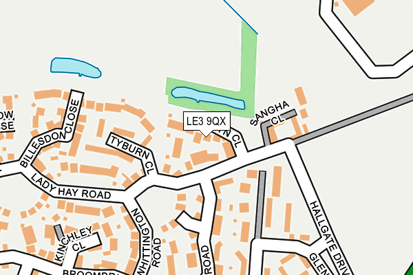 LE3 9QX map - OS OpenMap – Local (Ordnance Survey)