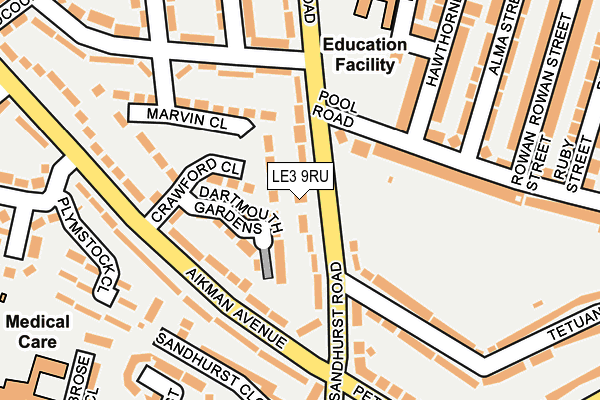 LE3 9RU map - OS OpenMap – Local (Ordnance Survey)