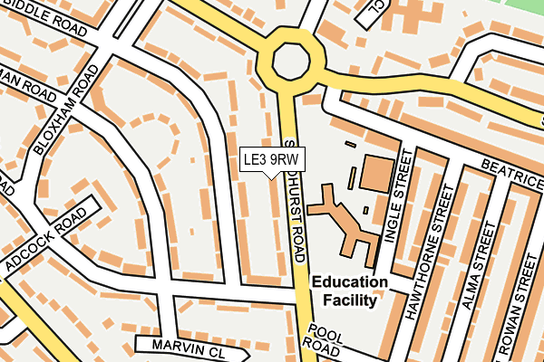 LE3 9RW map - OS OpenMap – Local (Ordnance Survey)