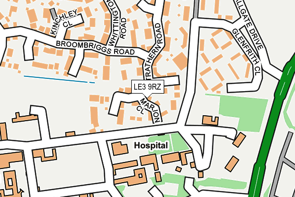 LE3 9RZ map - OS OpenMap – Local (Ordnance Survey)