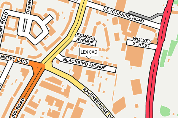 LE4 0AD map - OS OpenMap – Local (Ordnance Survey)
