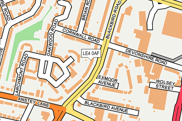LE4 0AF map - OS OpenMap – Local (Ordnance Survey)