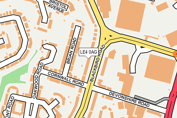 LE4 0AG map - OS OpenMap – Local (Ordnance Survey)