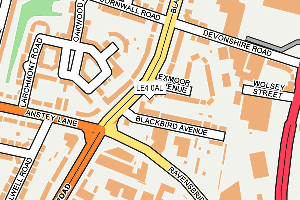 LE4 0AL map - OS OpenMap – Local (Ordnance Survey)