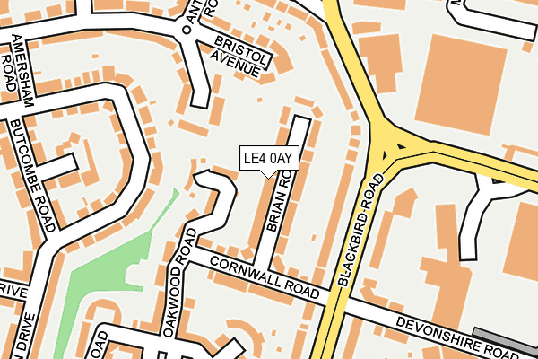 LE4 0AY map - OS OpenMap – Local (Ordnance Survey)