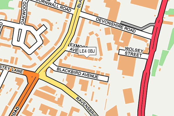 LE4 0BJ map - OS OpenMap – Local (Ordnance Survey)