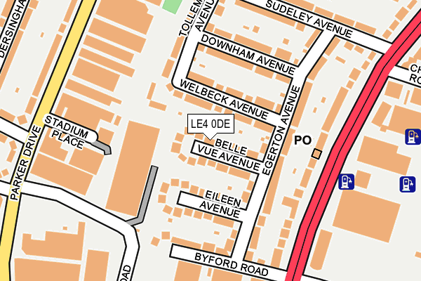 LE4 0DE map - OS OpenMap – Local (Ordnance Survey)